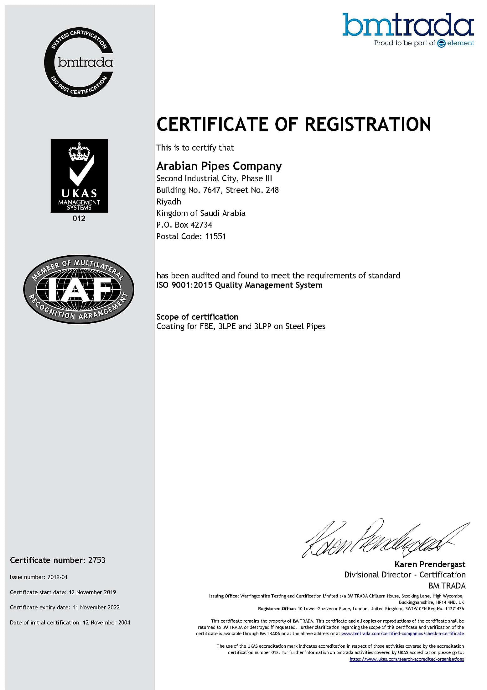 ISO 9001 certificate — Accredited certification body